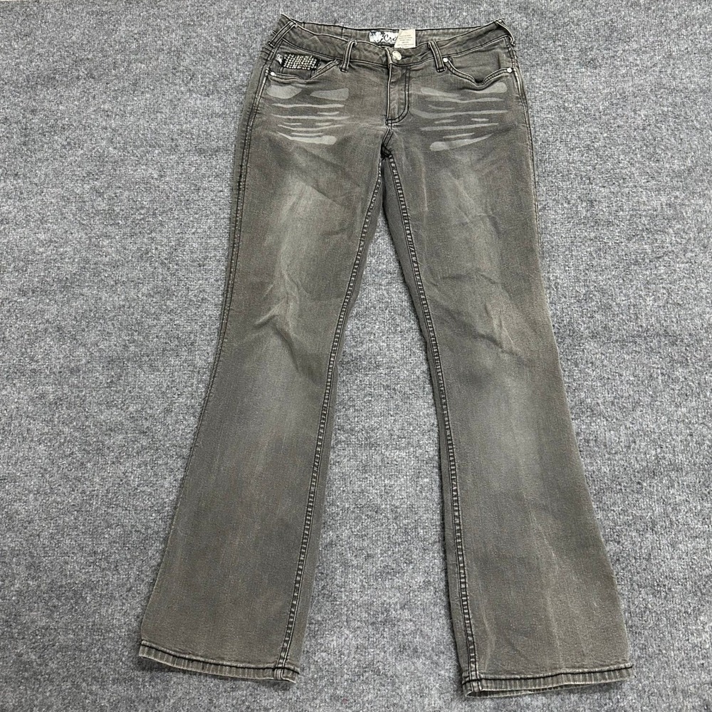 Crest Jeans Womens Size 5/6 Gray Bootcut Rhinestone Stretch Casual Denim Pants